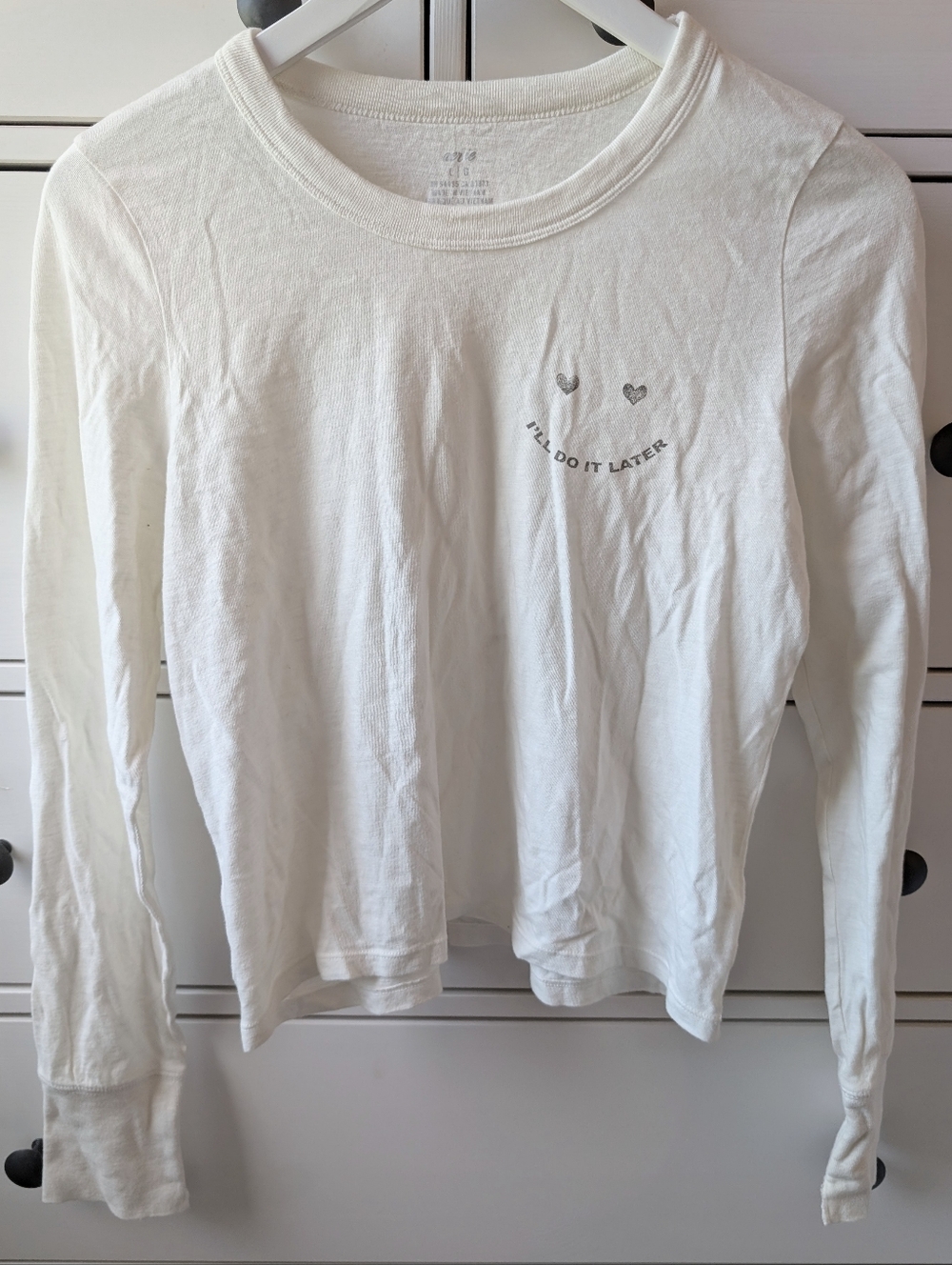 Aerie White Long Sleeve T-shirt Large